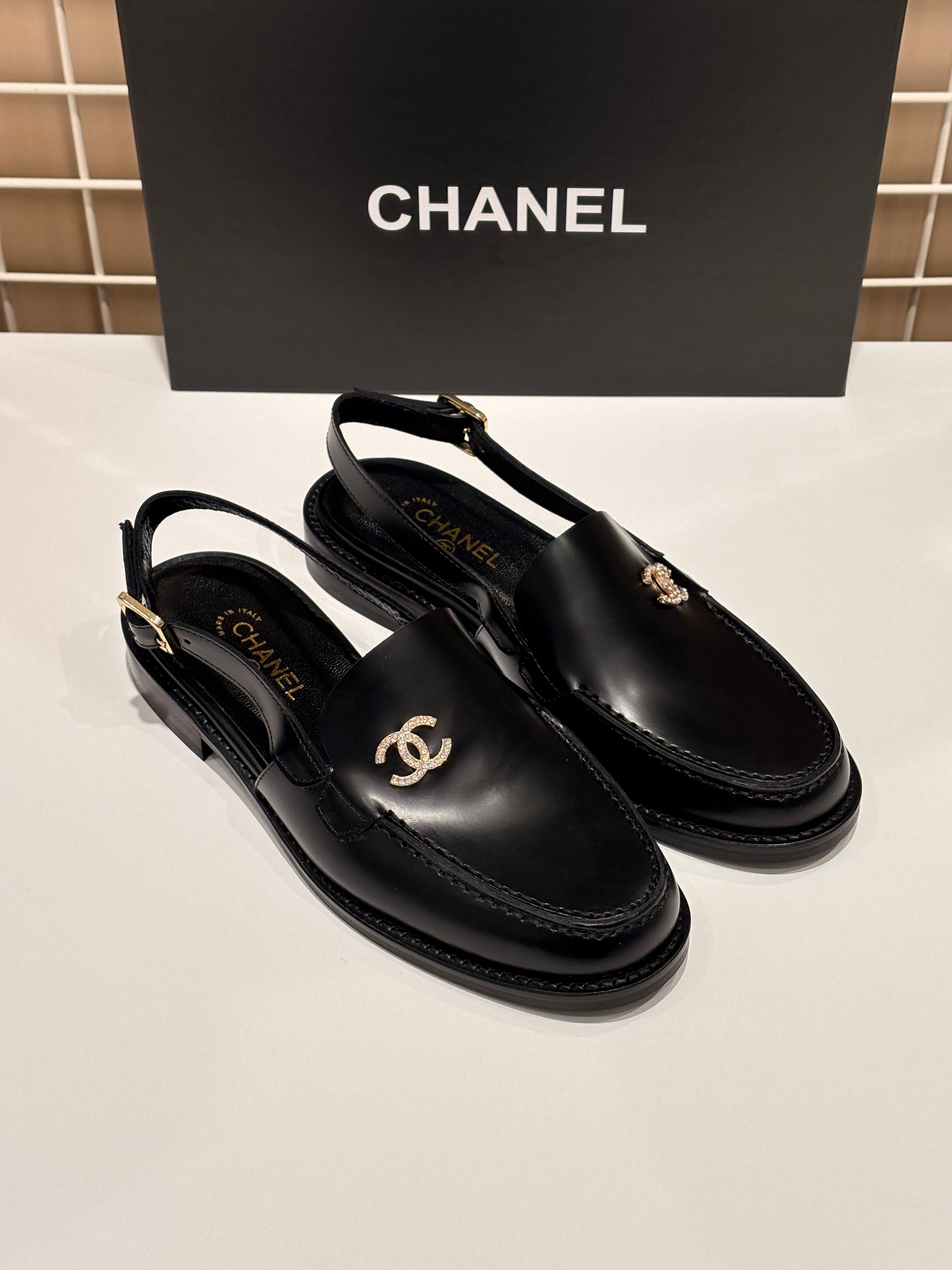 Chanel CC Logo Slingback Loafers