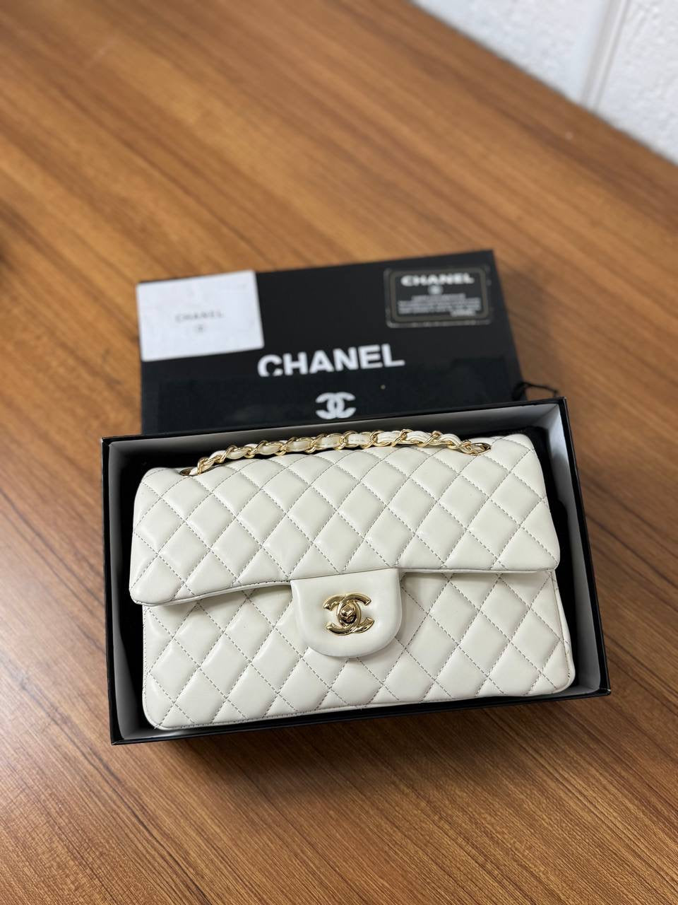 Chanel Classic Flap Bag White Quilted Leather