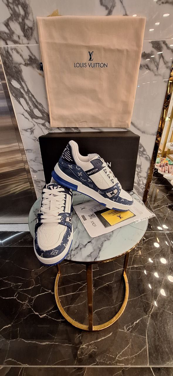 Louis Vuitton Trainer Sneaker Blue Monogram Denim Men