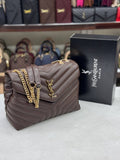 Saint Laurent Loulou Puffer Chain Bag Dark Brown