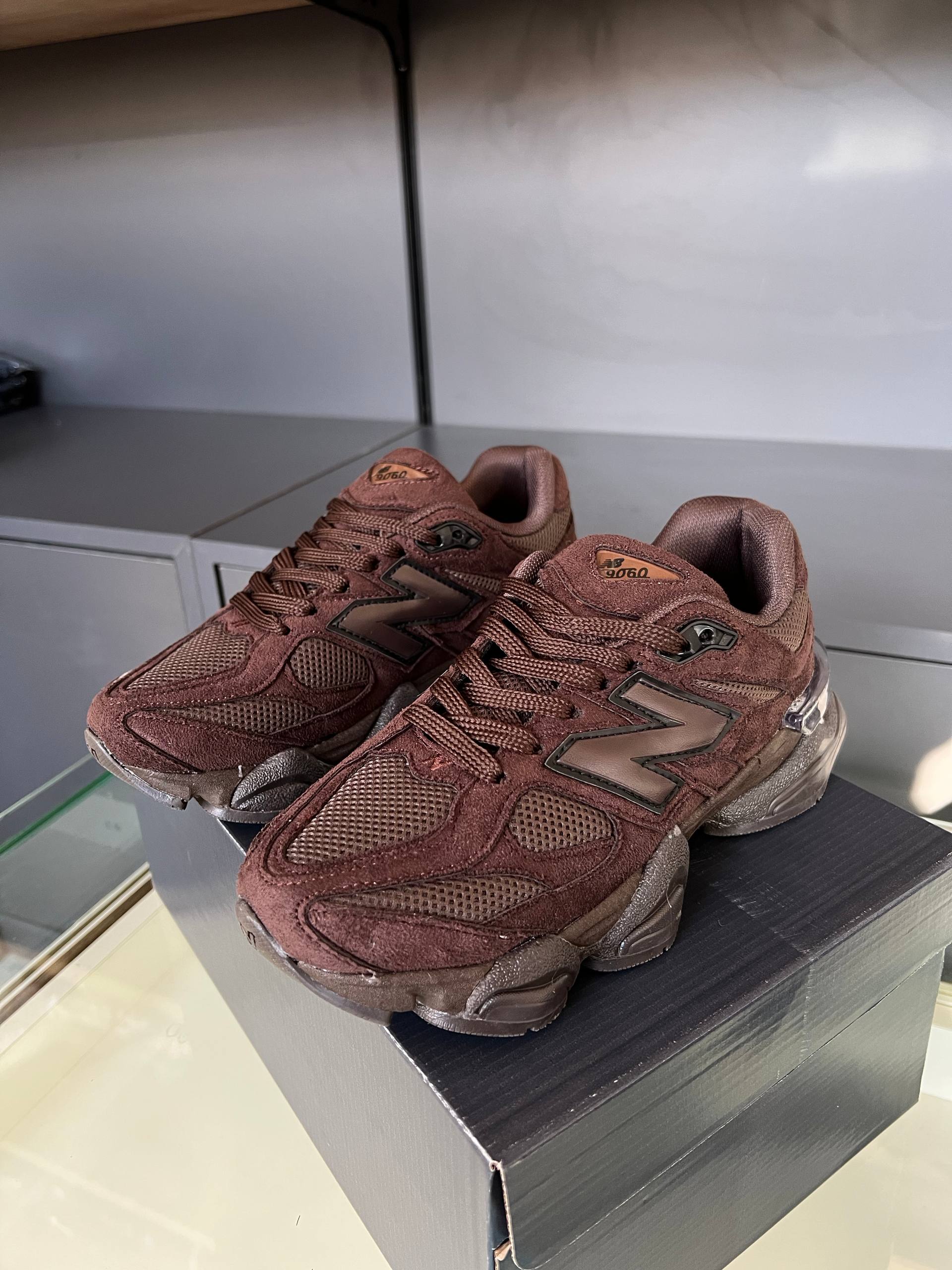 New Balance 9060 Brown Suede Sneakers
