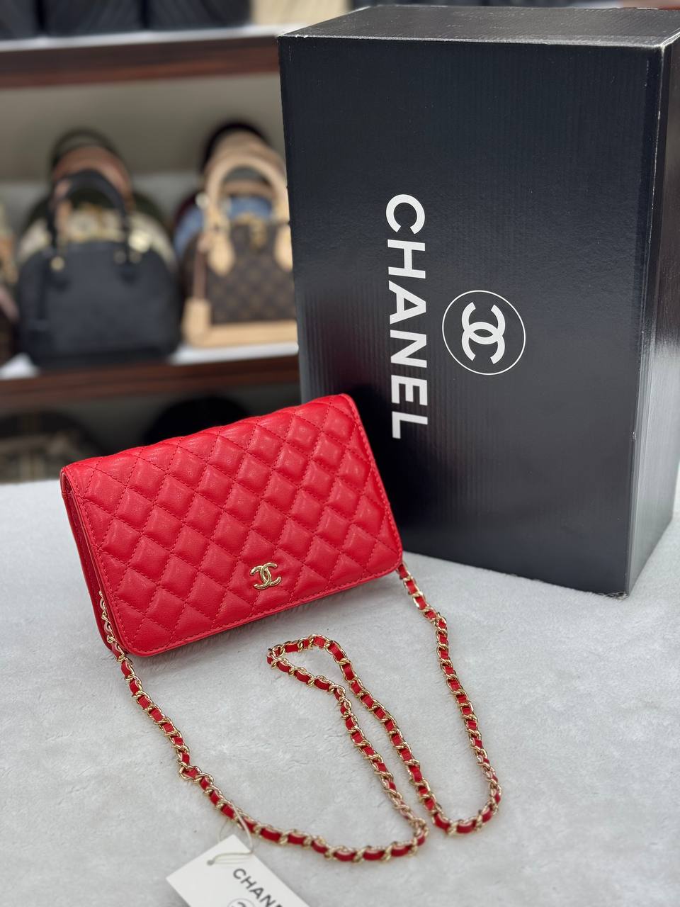 Chanel Quilted CC Chain Crossbody Bag Red