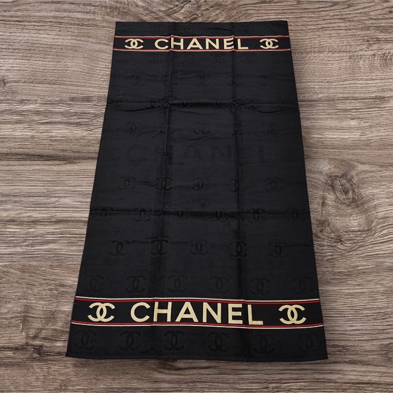Chanel CC Logo Beach Towel Black