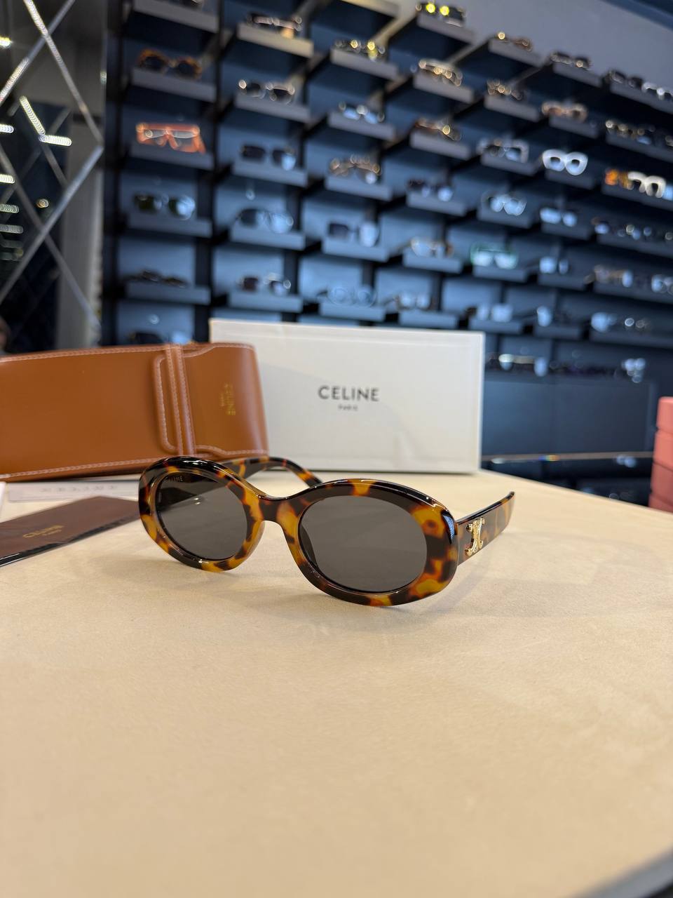CELINE Triomphe Sunglasses Leopard