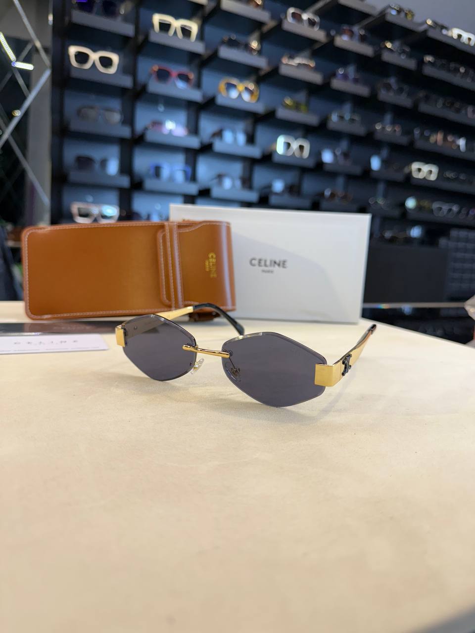 CELINE Triomphe Metal Sunglasses Gold