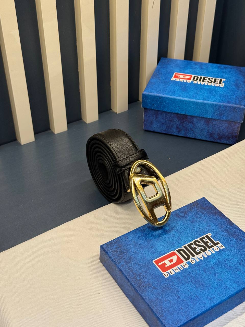Diesel Oval Buckle Leather Belt