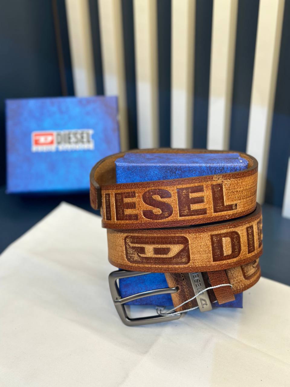 Diesel Logo Leather Belt