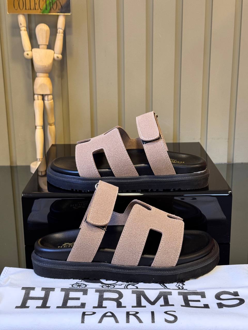 Hermes Sandals Chypre Dark Beige