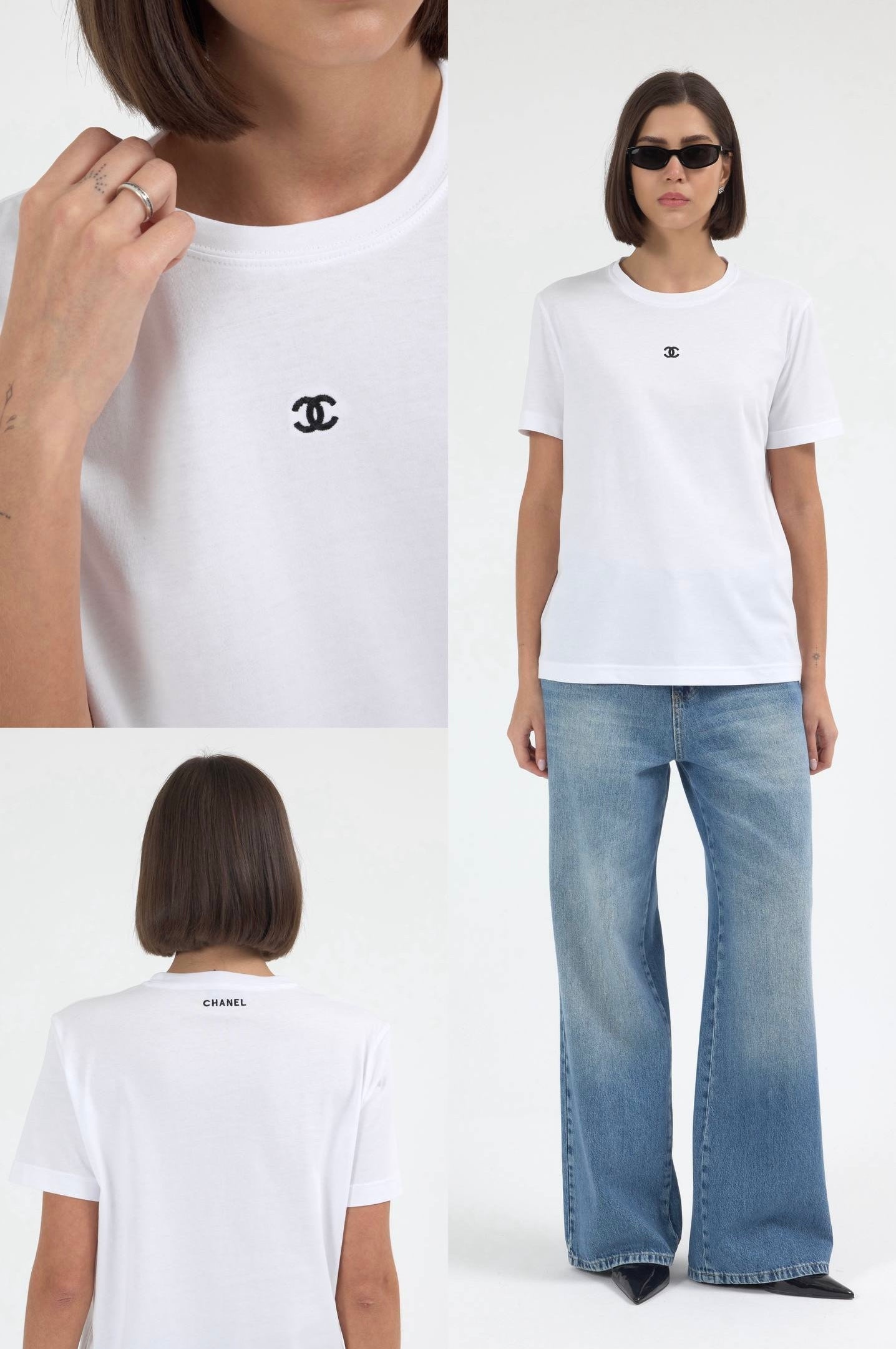 Chanel CC Logo Cotton T-Shirt White