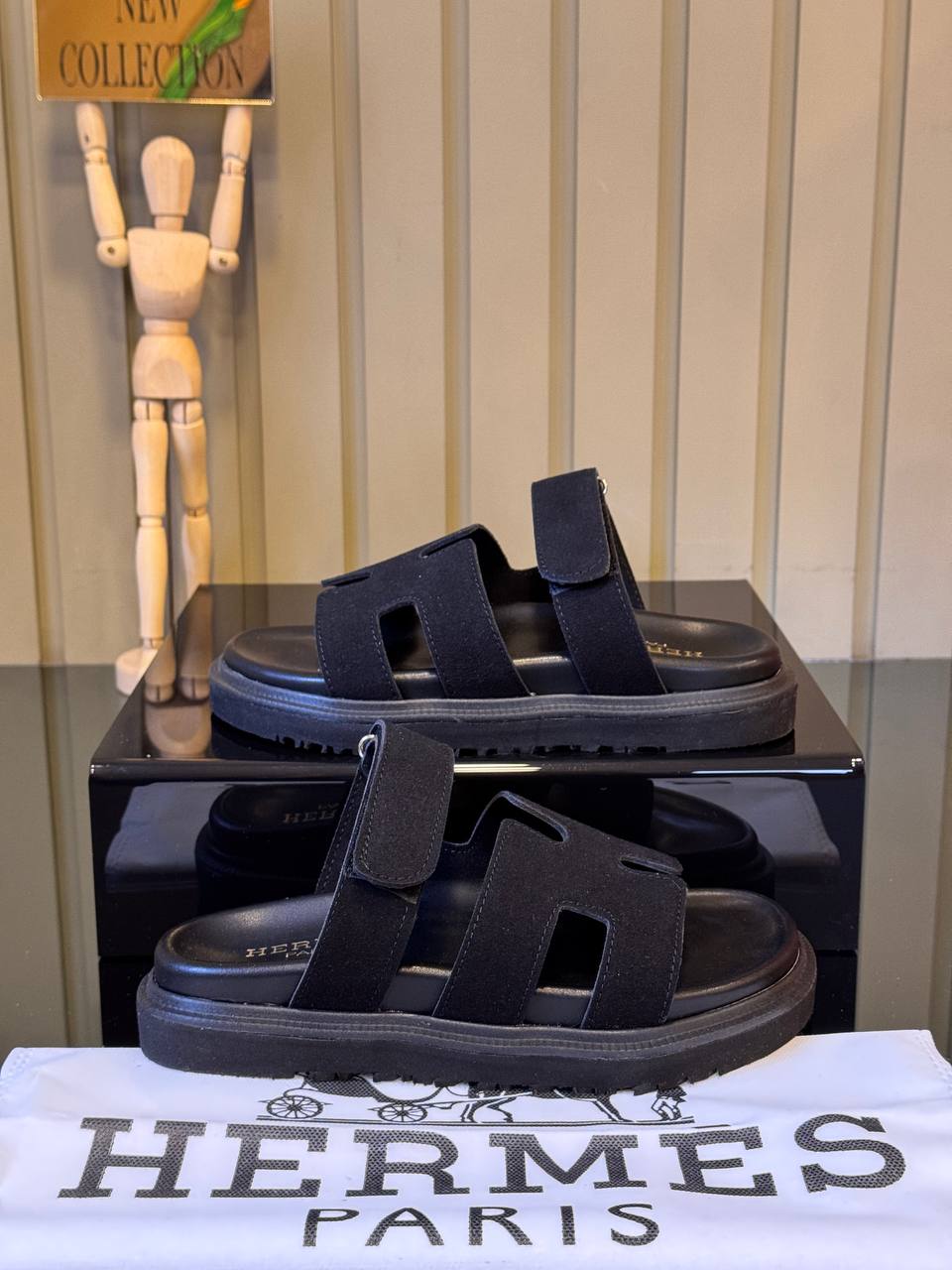 Hermes Sandals Chypre Black Suede