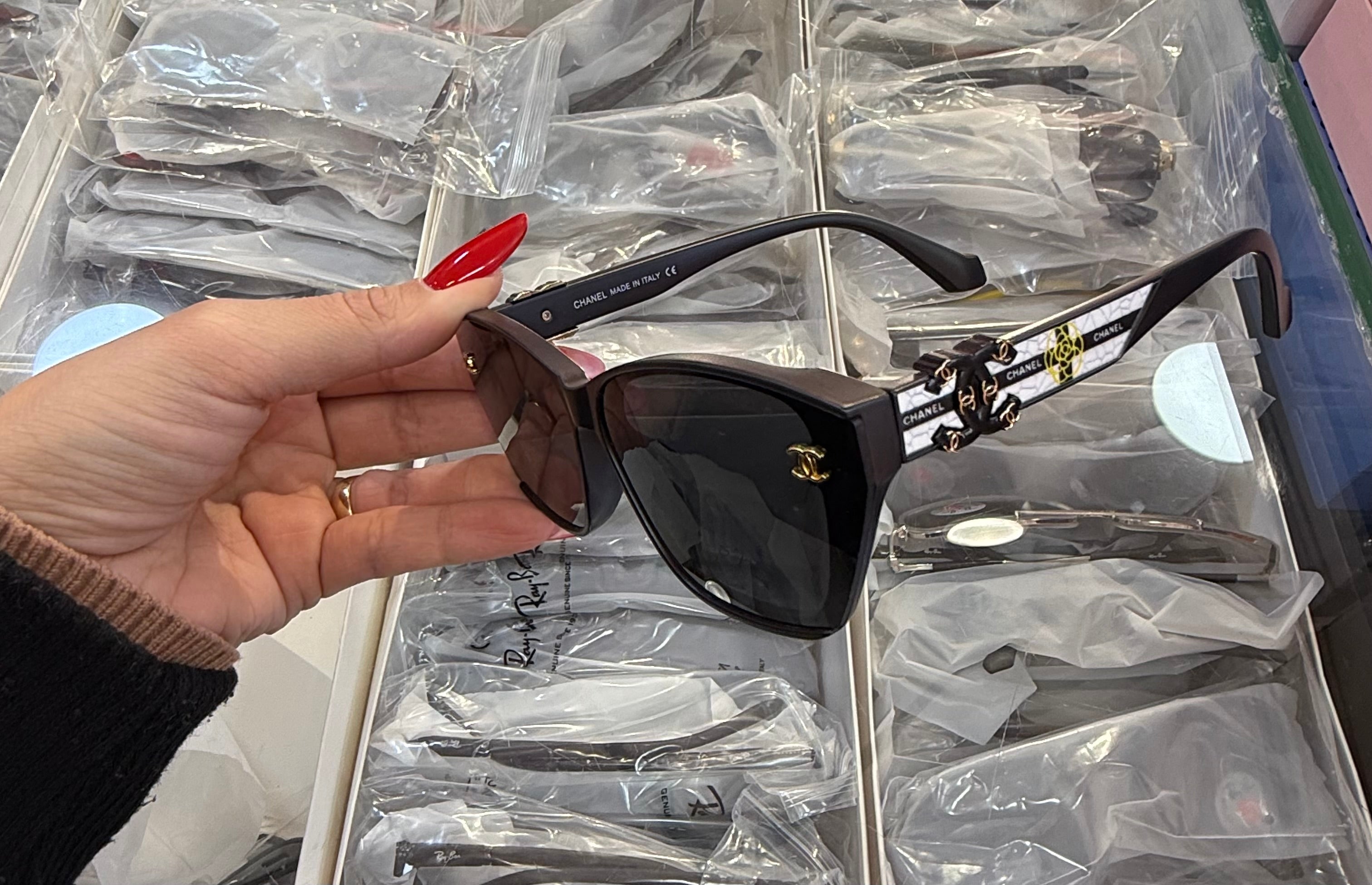 Chanel CC Logo Rectangular Sunglasses Black