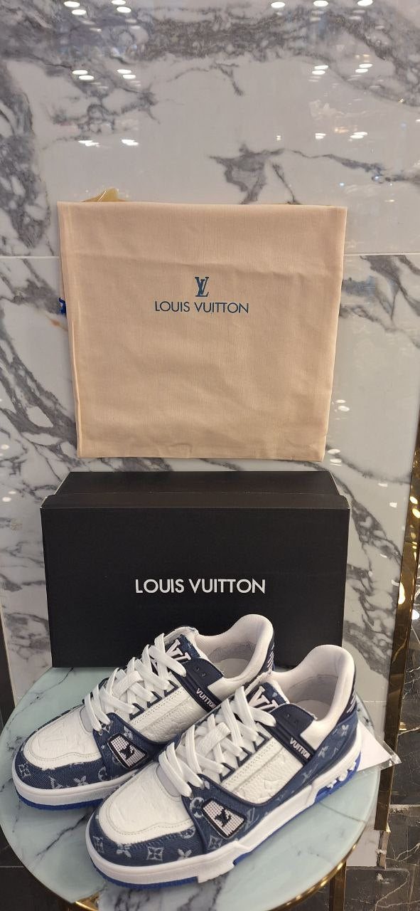 Louis Vuitton Trainer Sneaker Blue Monogram Denim Men