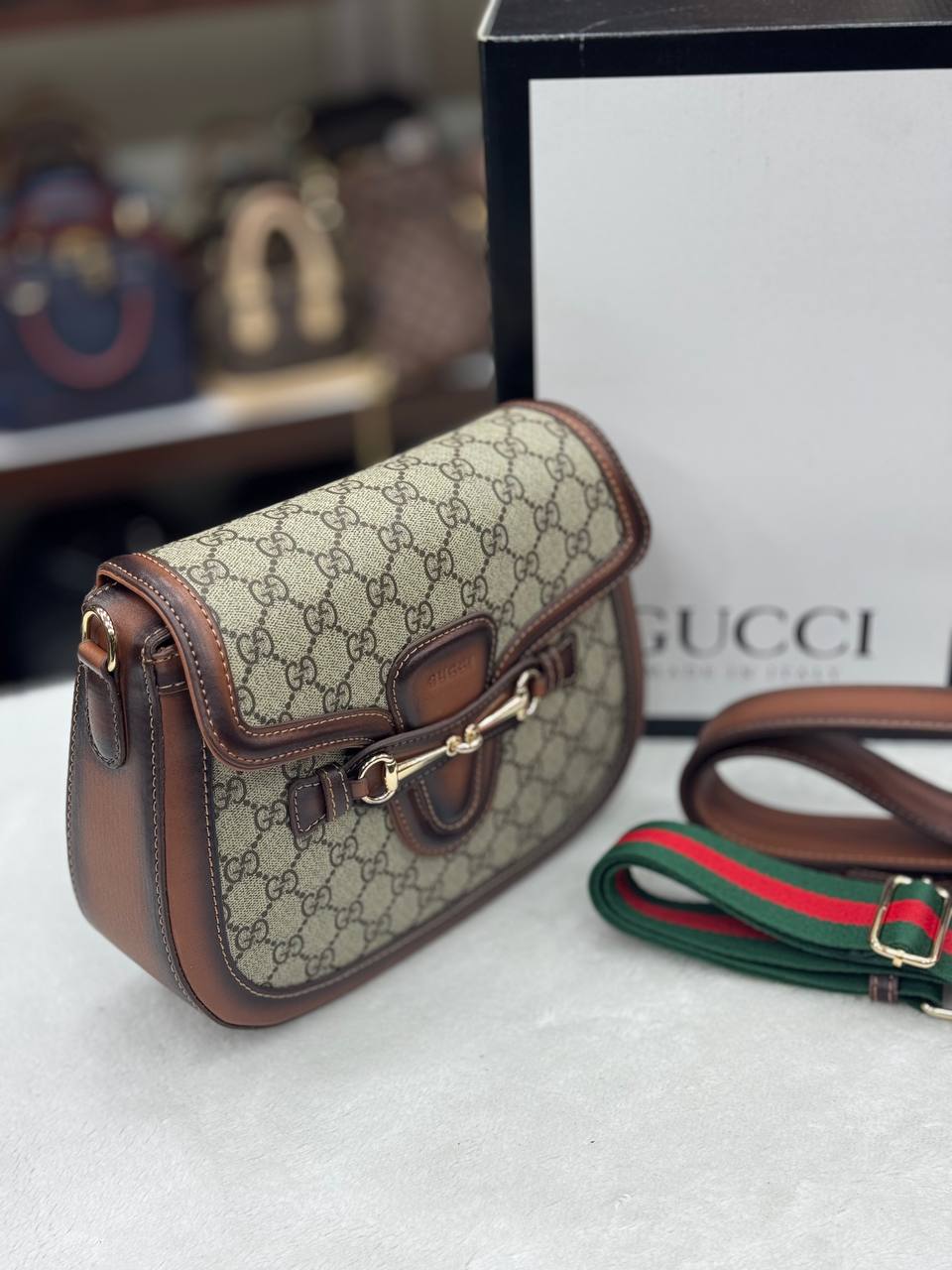 Gucci Horsebit Shoulder Bag Brown