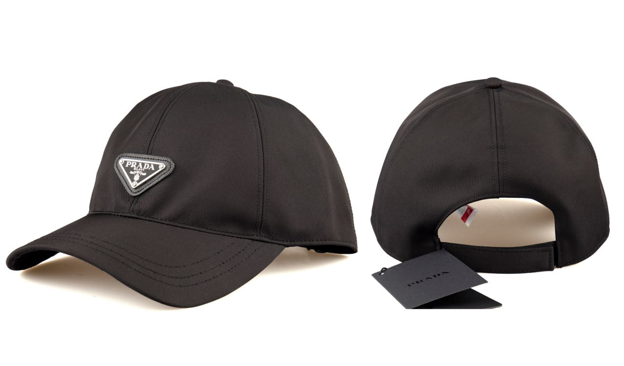 Prada Re-Nylon Triangle Logo Baseball Cap Black