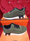 Hermès Bouncing Sneakers Khaki Mesh Suede