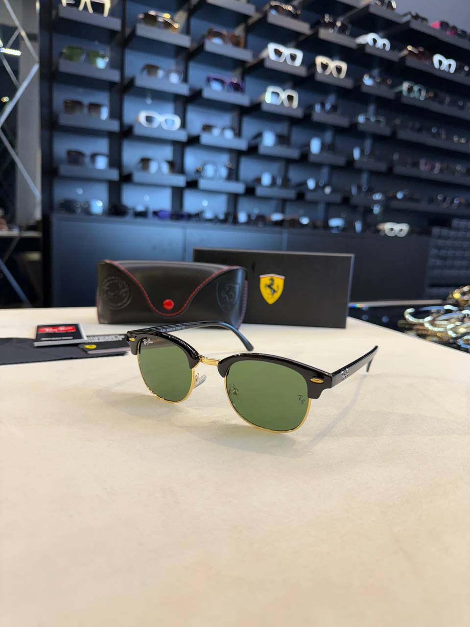 Ray-Ban Clubmaster Sunglasses Black Frame Green Lenses