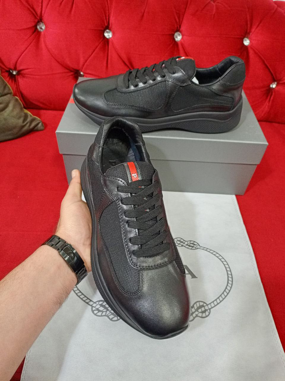 Prada Leather Sneakers Black
