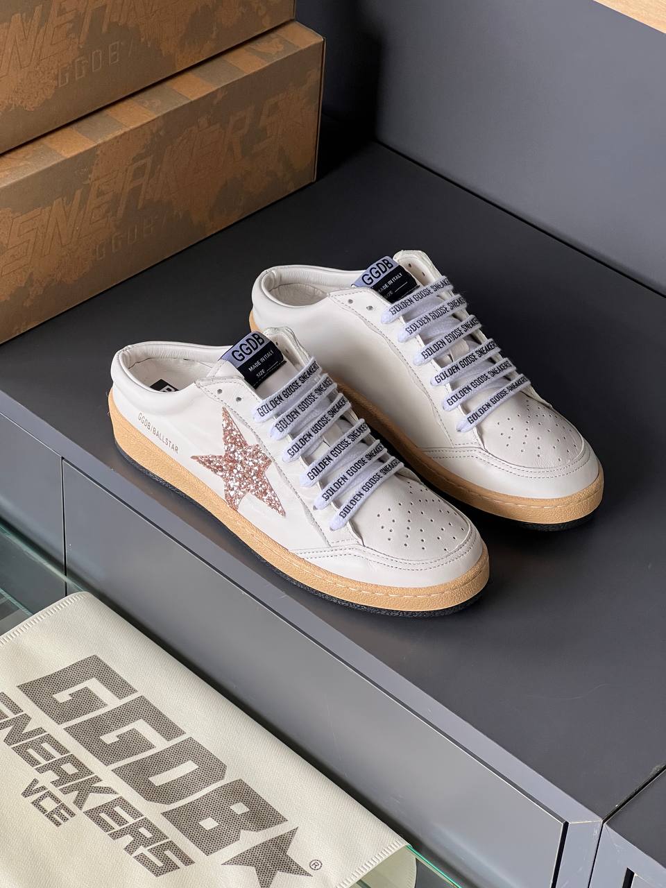 Golden Goose Ball Star Sneakers White Glitter Star