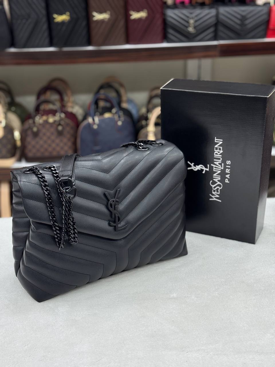 Saint Laurent Loulou Puffer Chain Bag Black