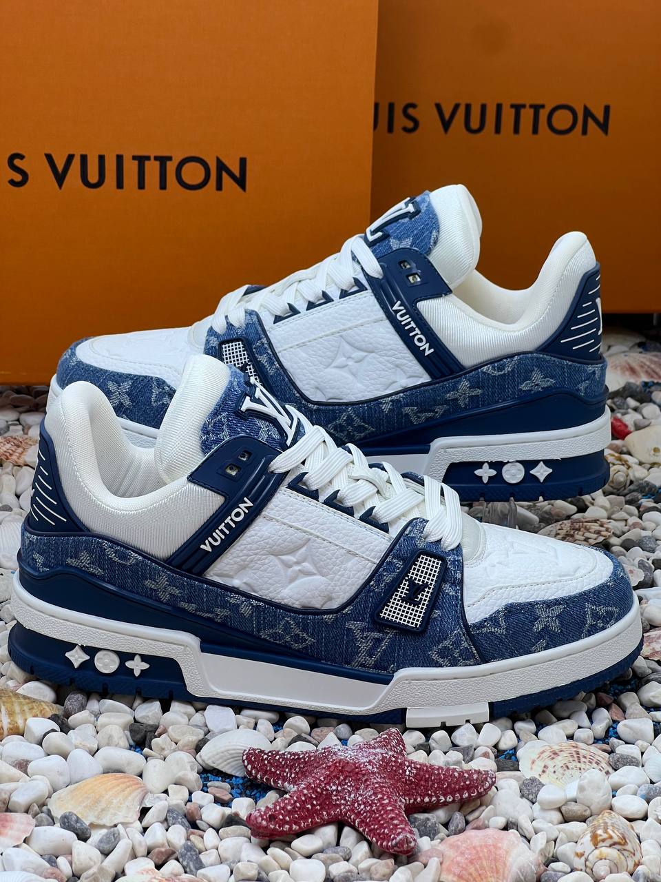 Louis Vuitton Trainer Sneaker Blue Monogram Denim