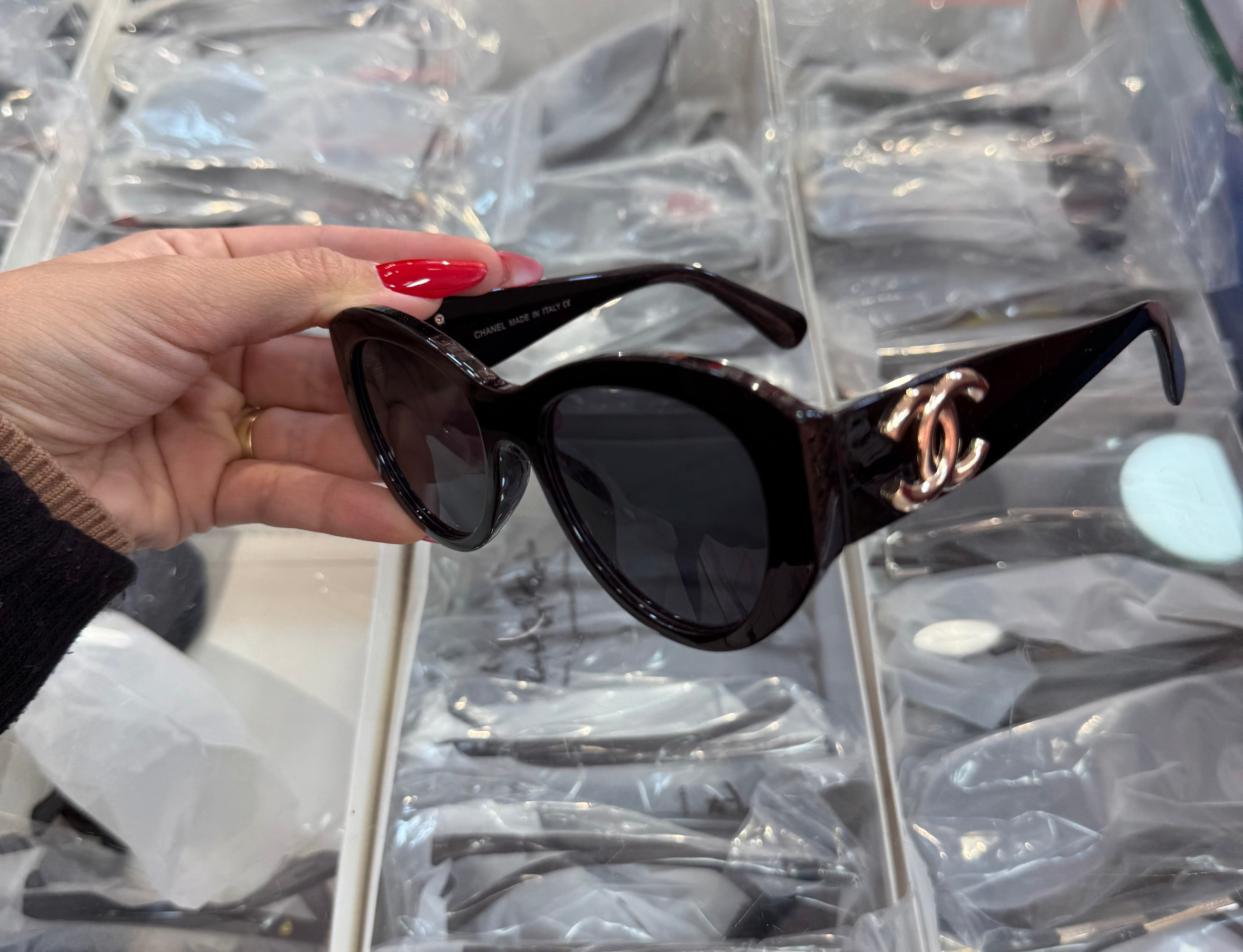 Chanel CC Logo Cat Eye Sunglasses Black