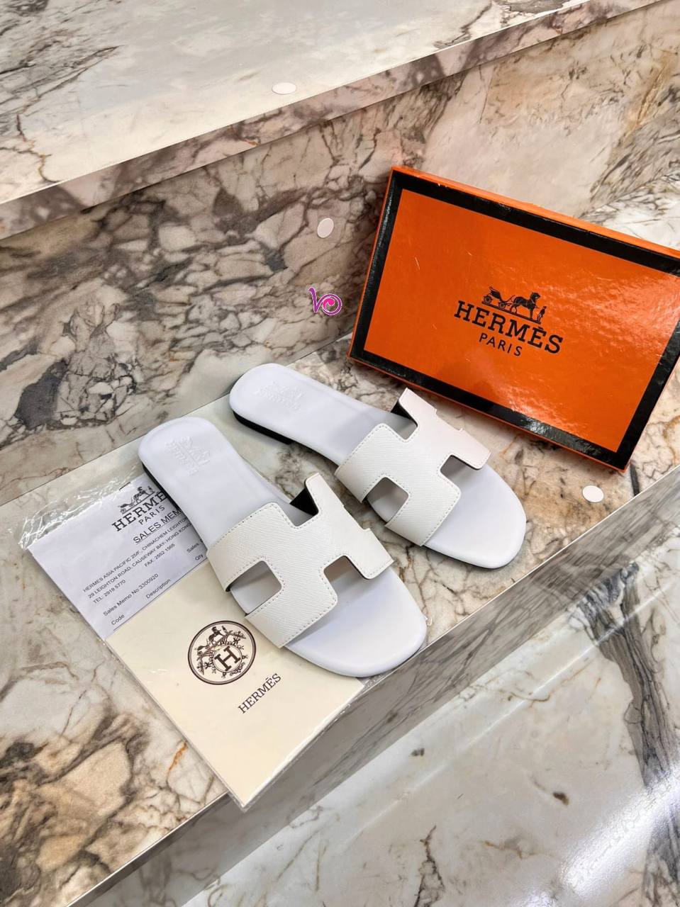 Hermes Oran Sandals White