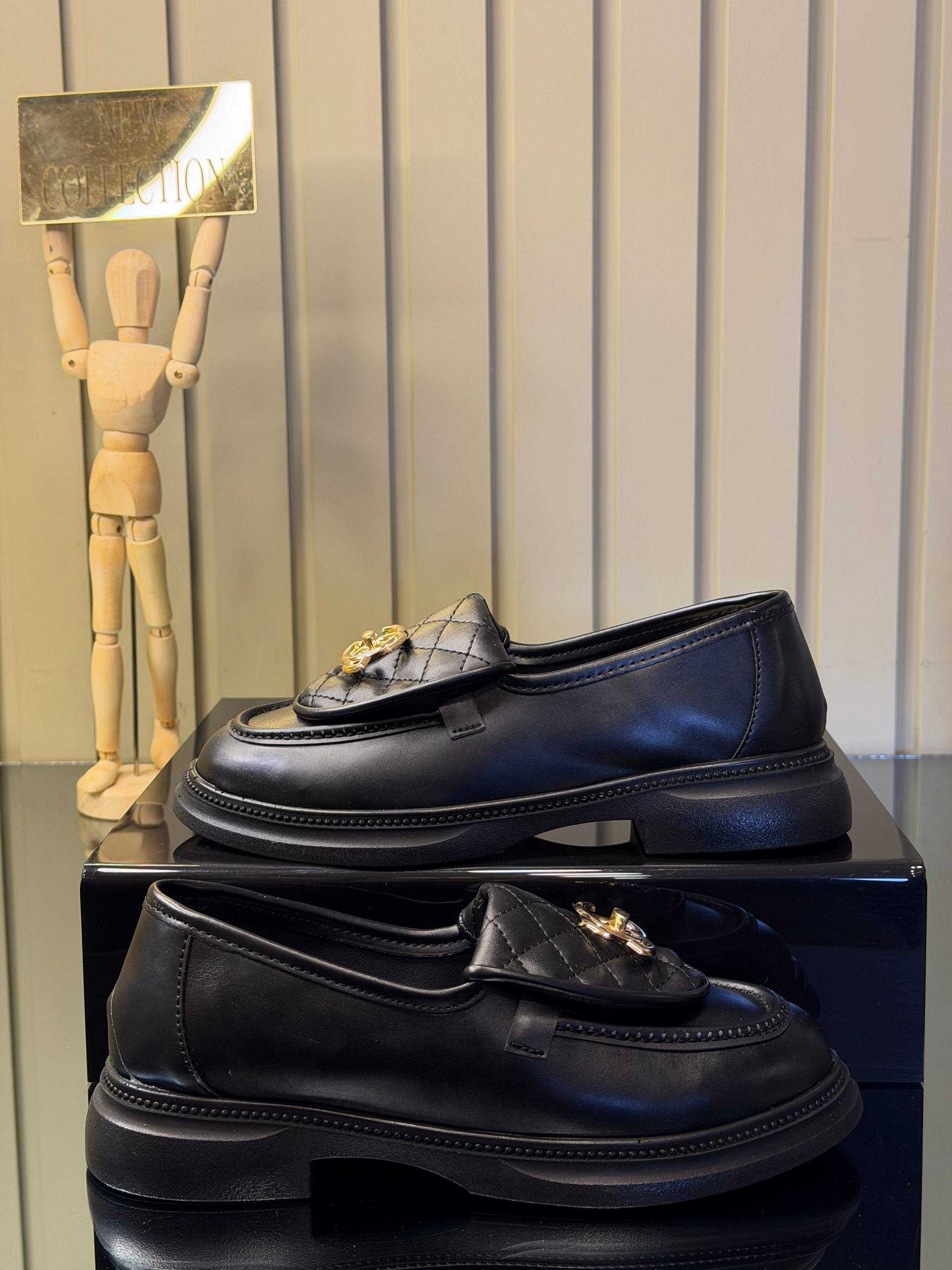Chanel CC Leather Loafers Black
