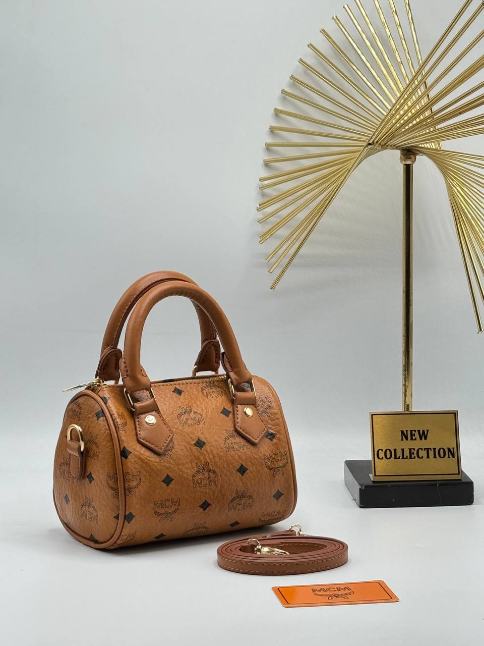 MCM Boston Mini Bag Cognac Visetos