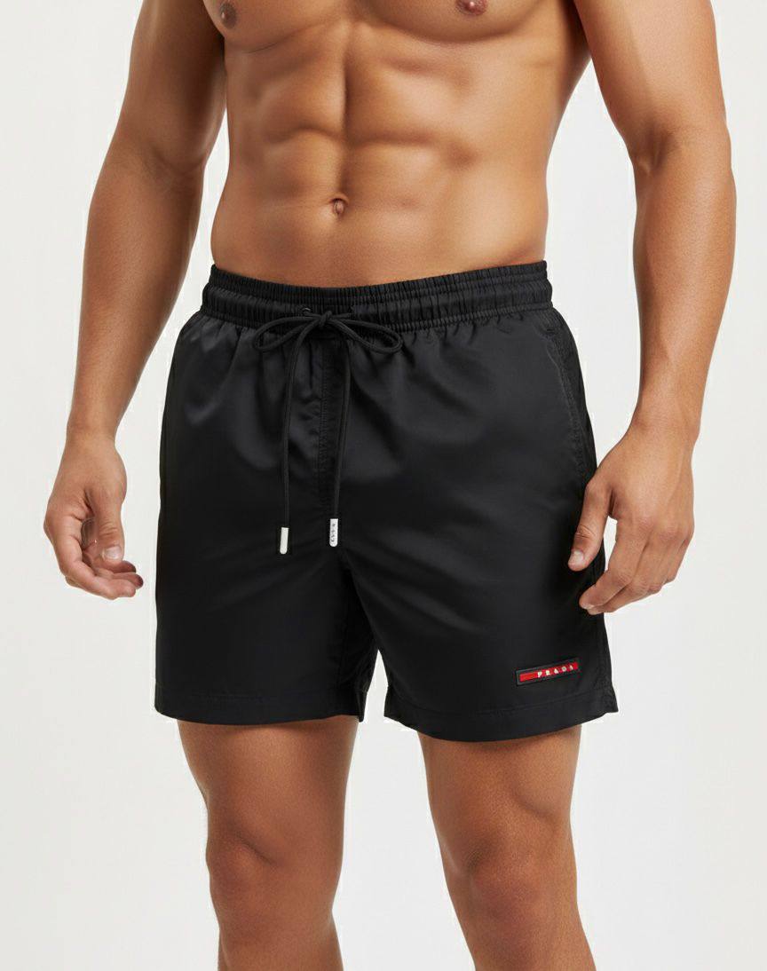Prada Line Logo Swim Shorts Black
