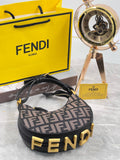 Fendi Baguette FF Logo Shoulder Bag Black