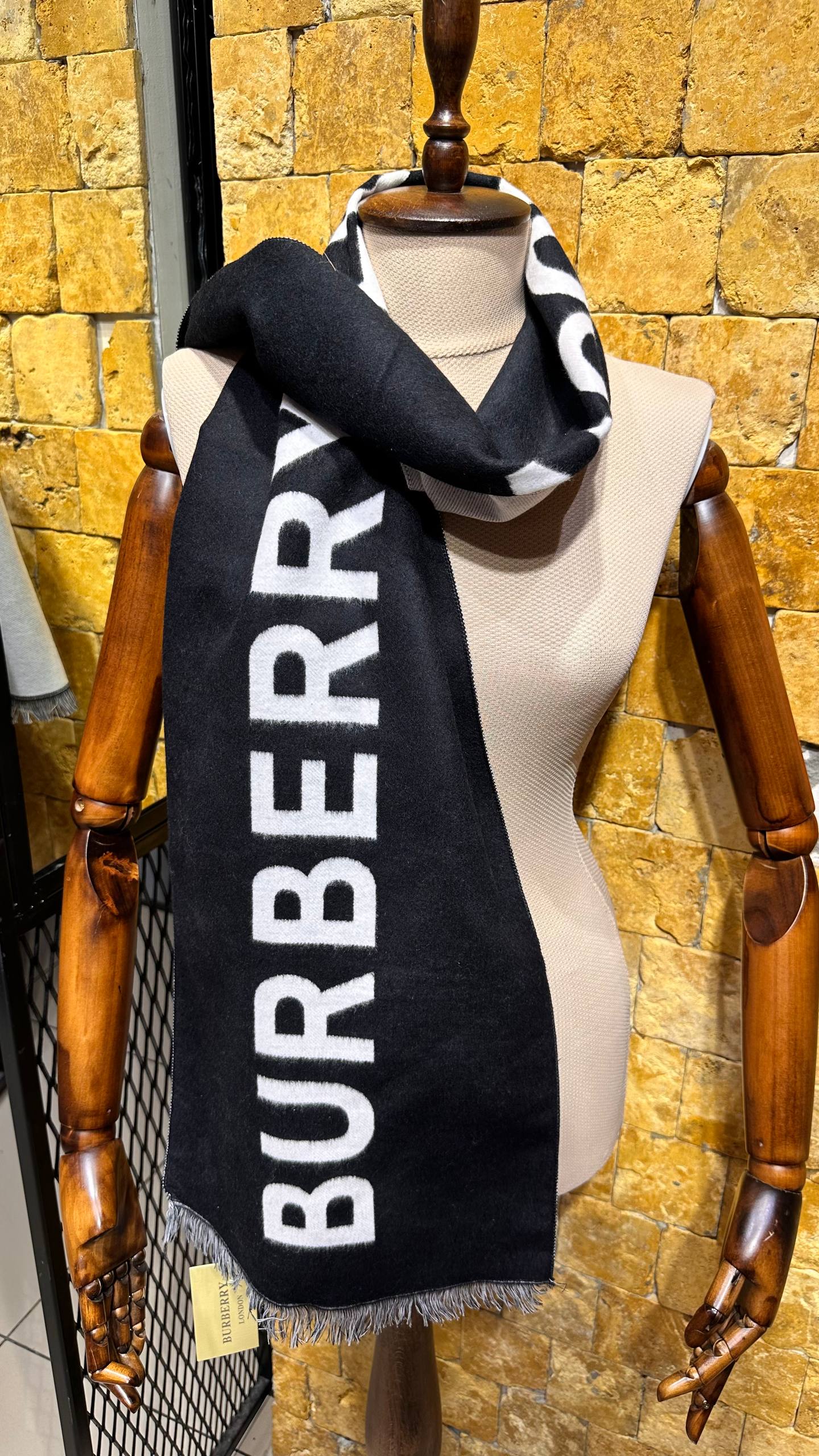 Burberry Logo Wool Scarf Black