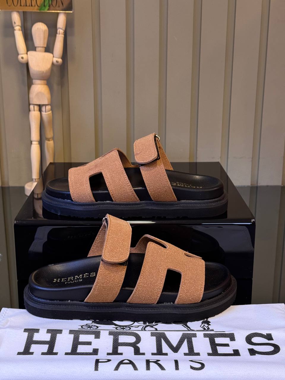 Hermes Sandals Chypre Taba Suede