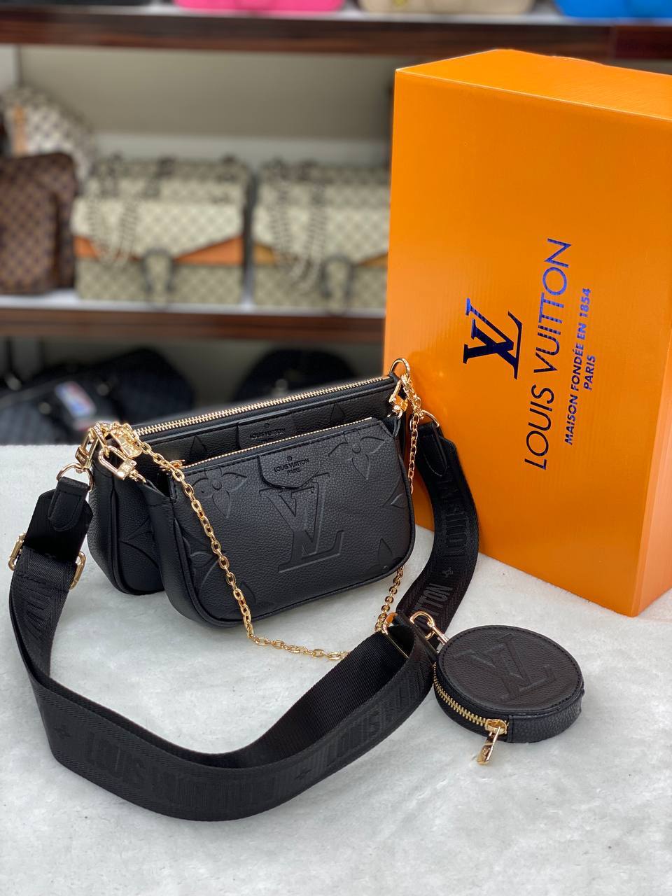 Louis Vuitton Multi Pochette Accessoires Black Monogram Empreinte