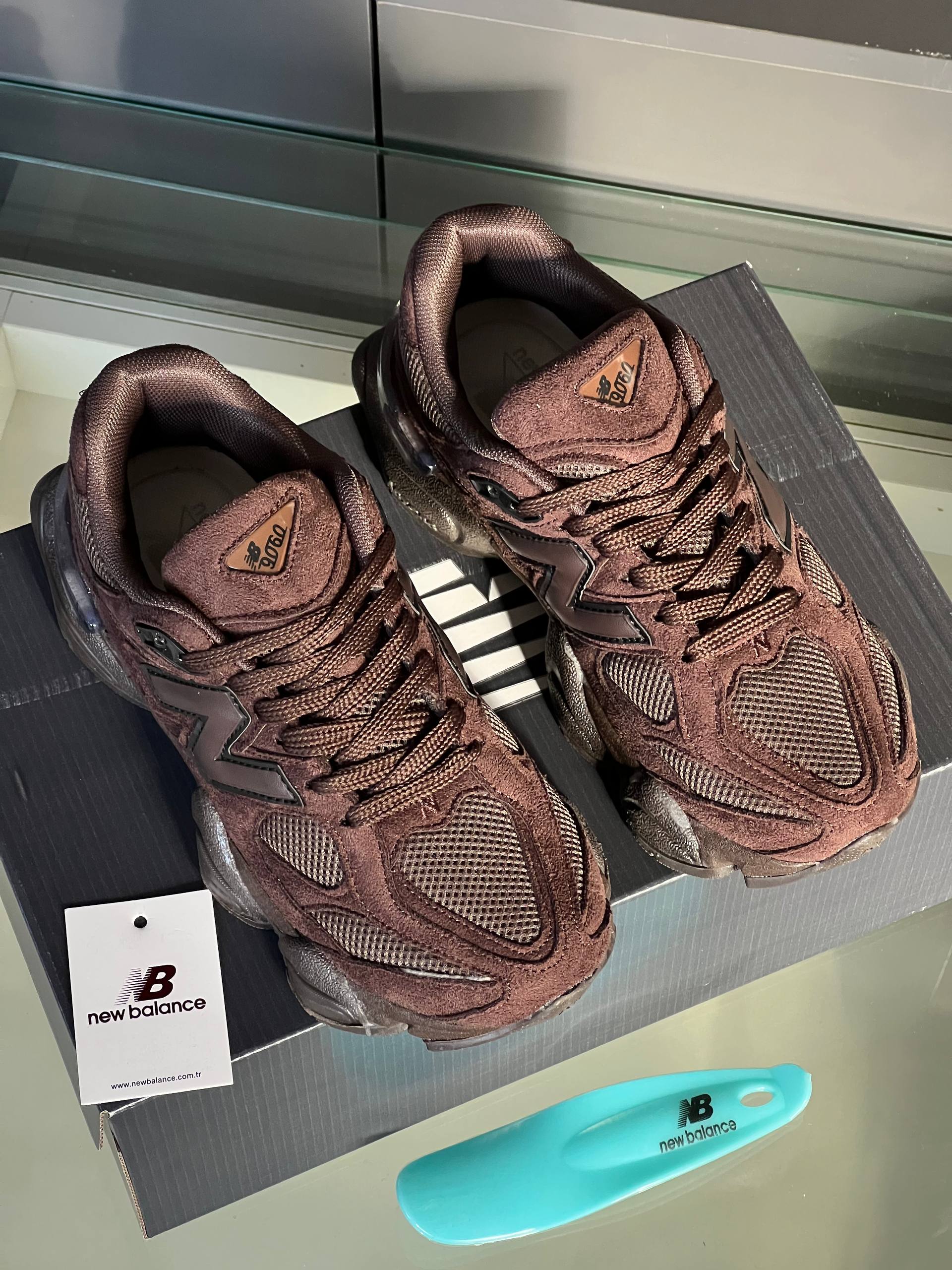 New Balance 9060 Brown Suede Sneakers