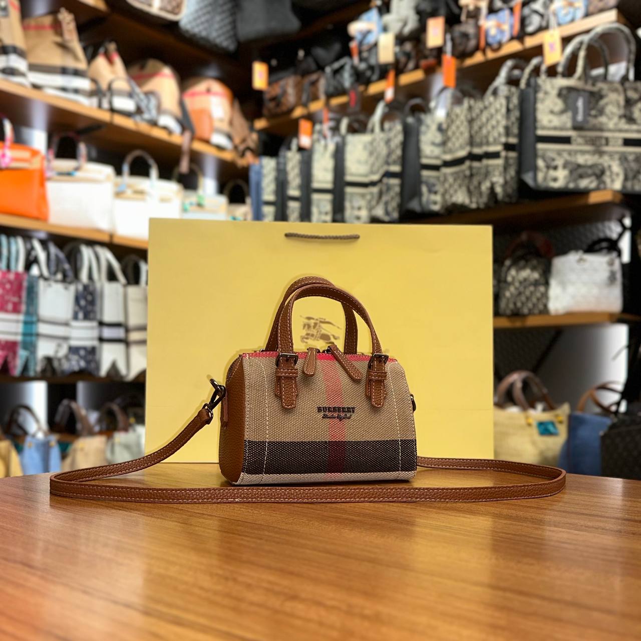 Burberry Check Satchel Brown