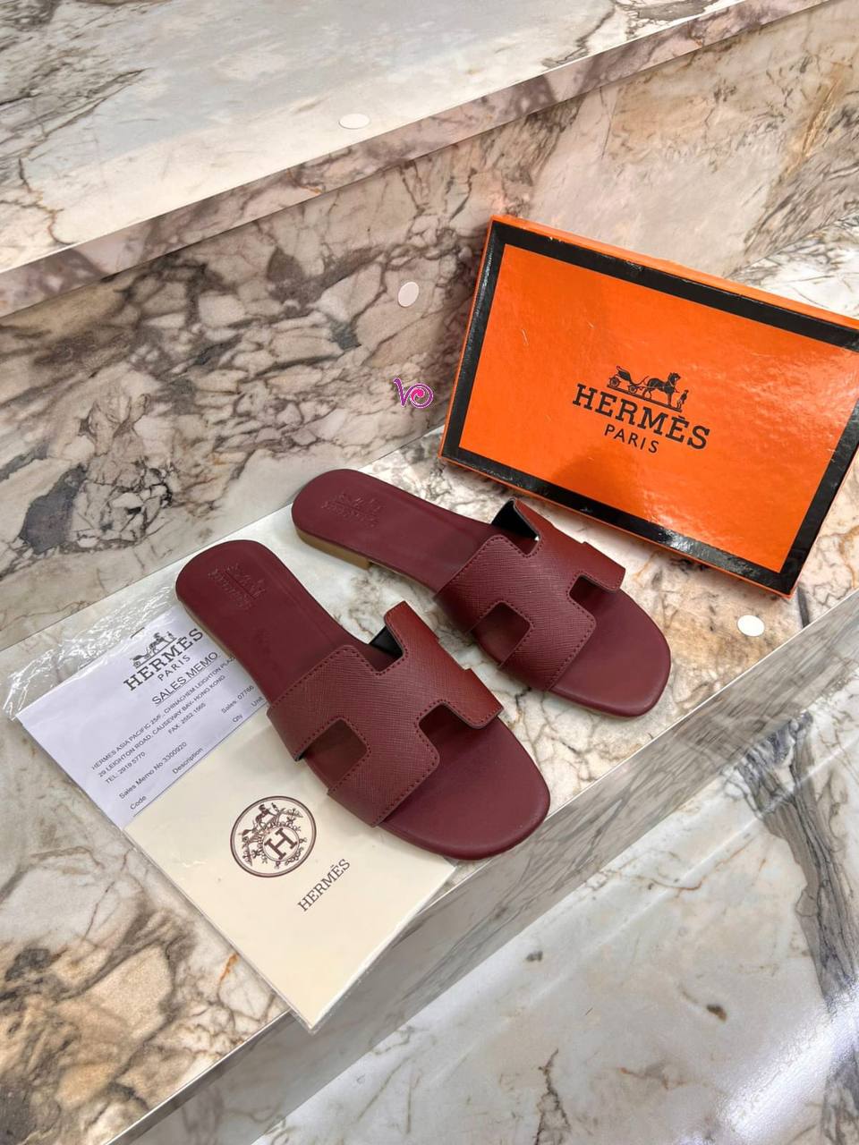 Hermes Oran Sandals Μπορντό