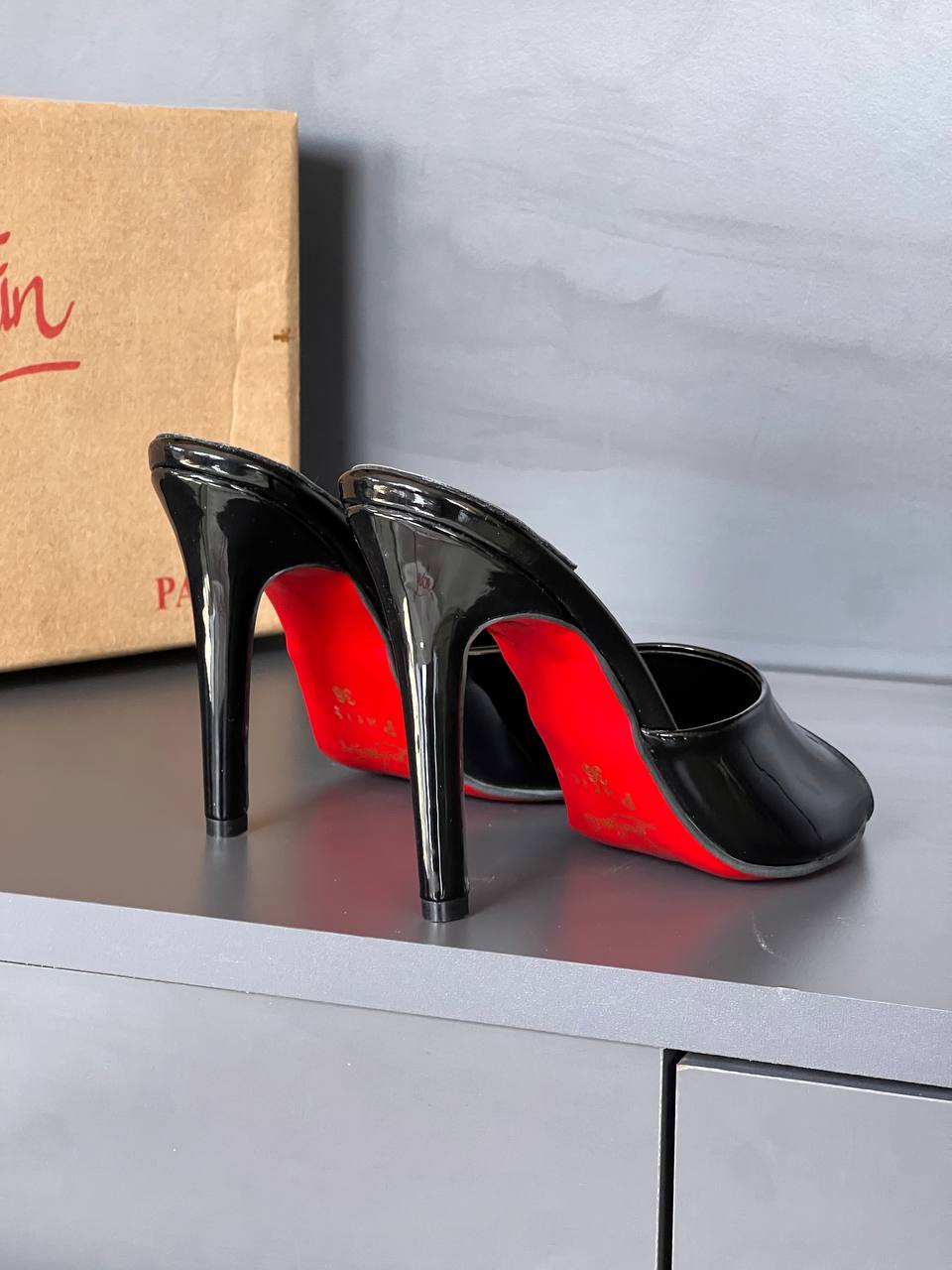 Christian Louboutin Patent Mule Heels Black