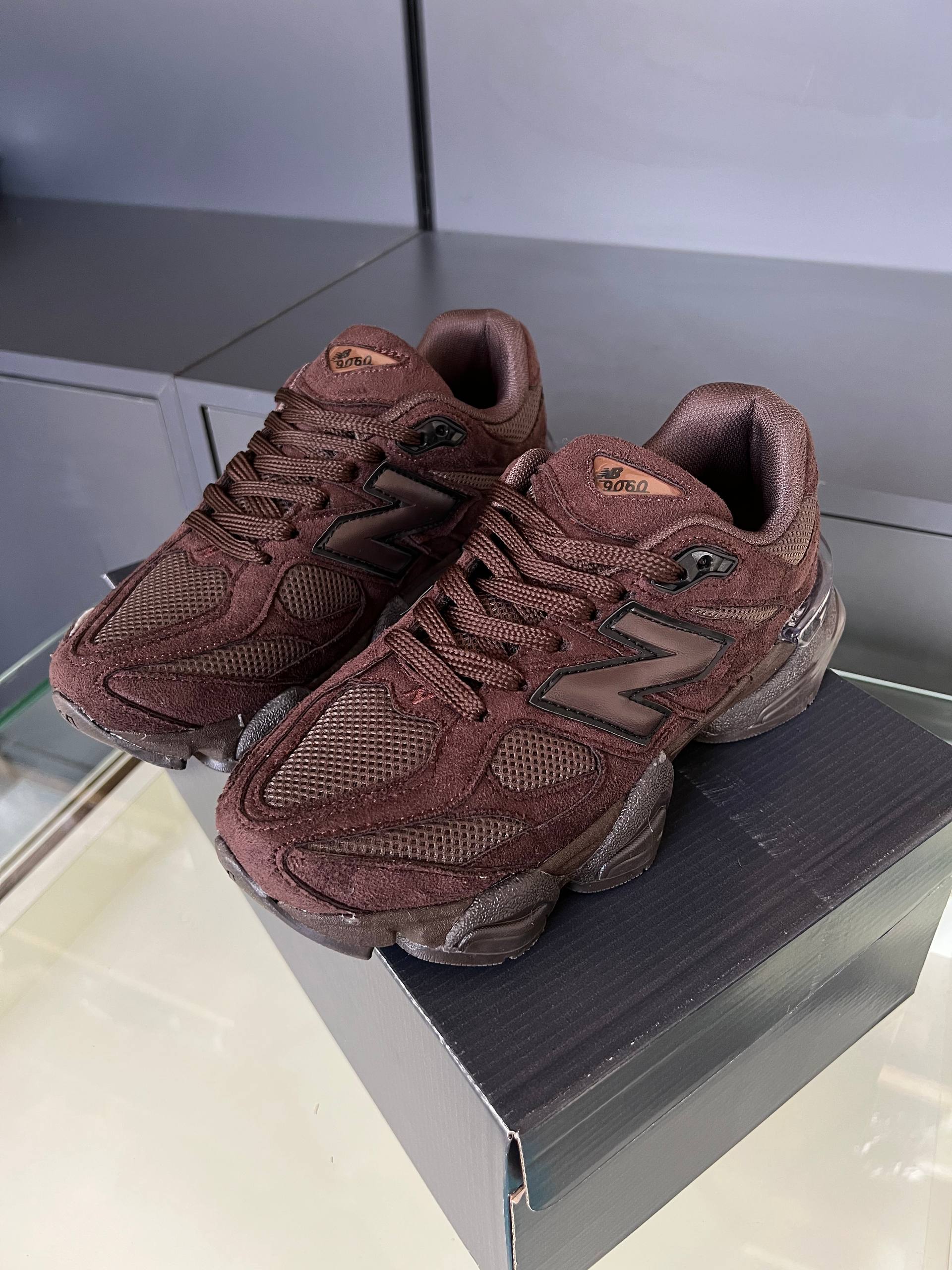 New Balance 9060 Brown Suede Sneakers