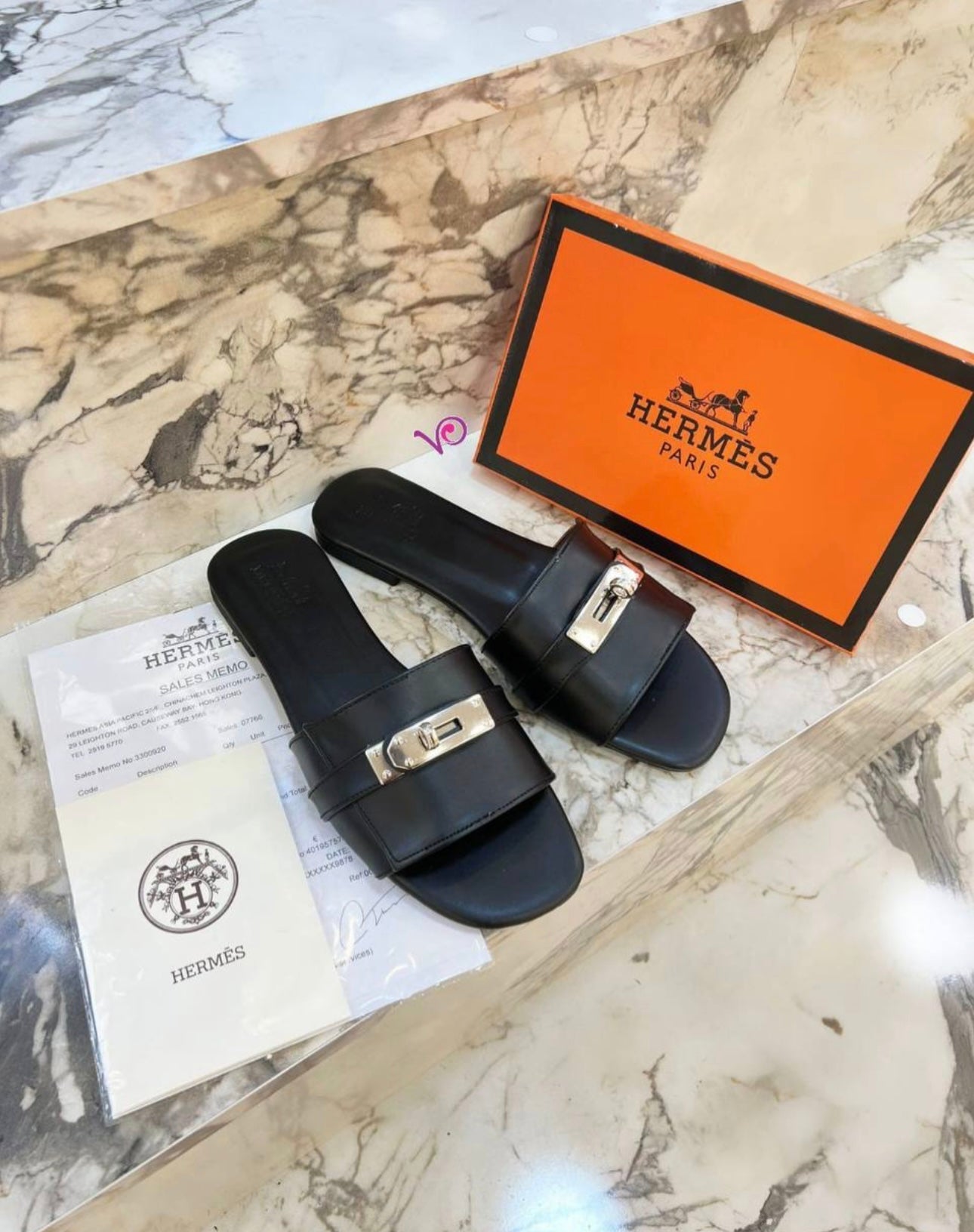 Hermes Kelly Sandals Black