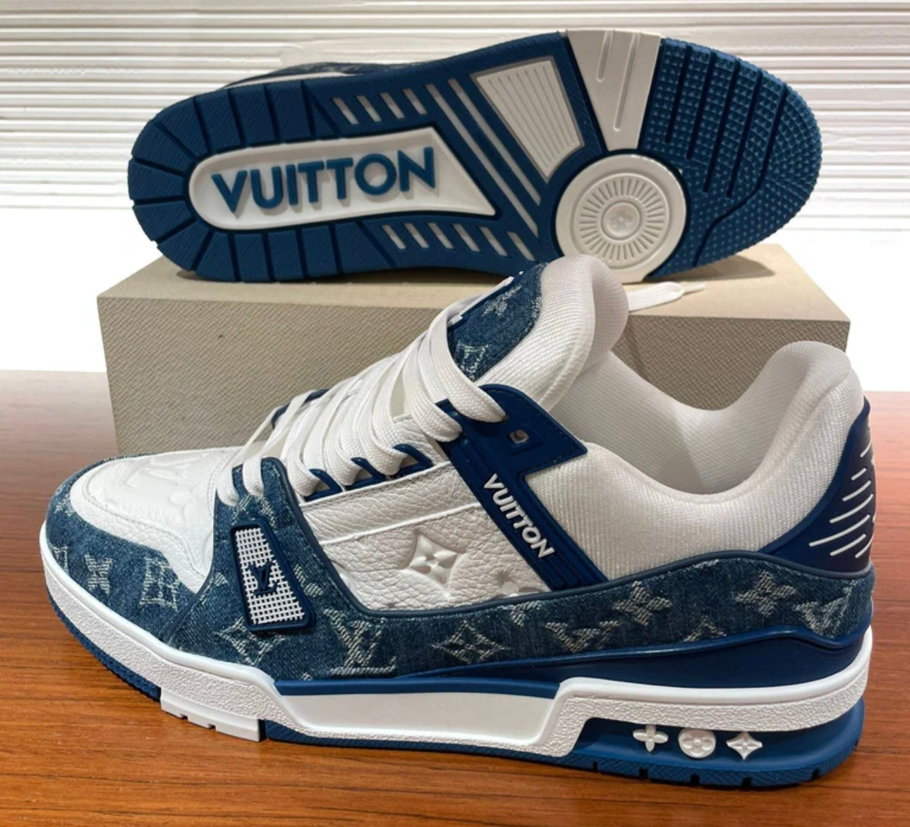 Louis Vuitton Trainer Sneaker Blue Monogram Denim Men