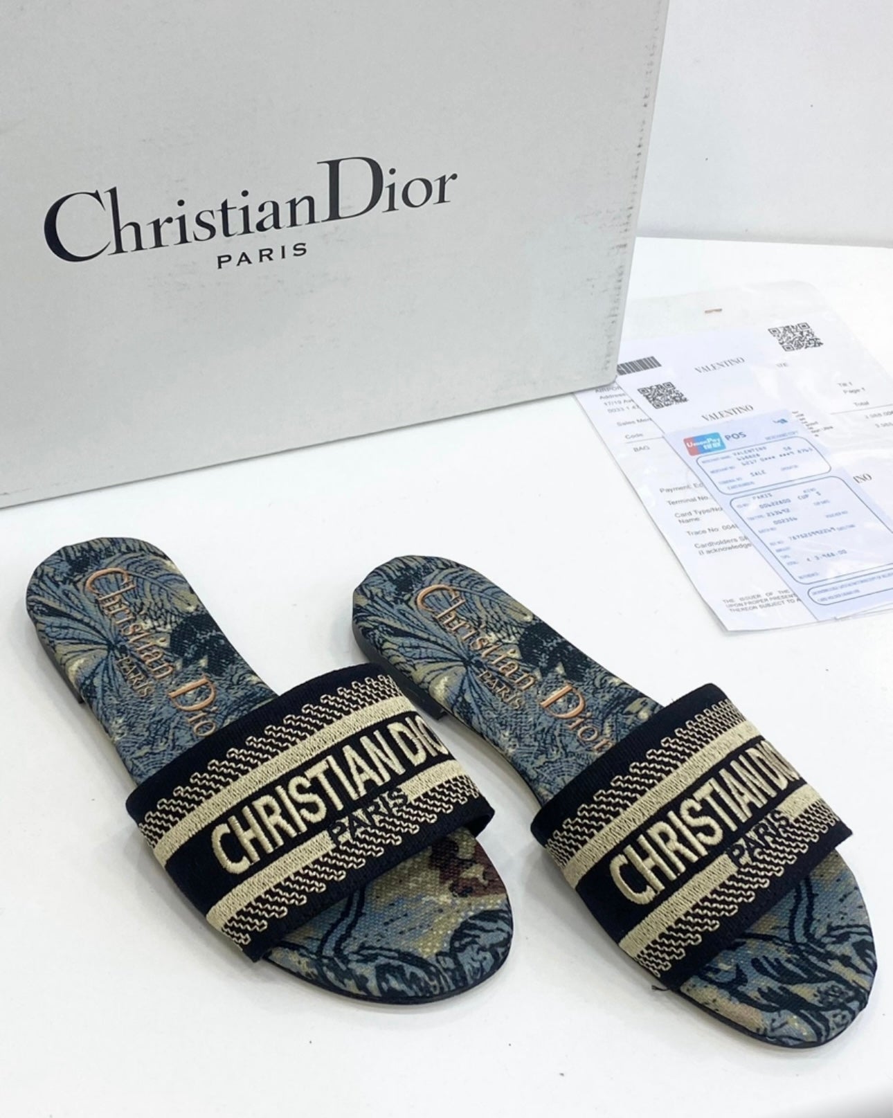 Dior Dway Slide Toile de Jouy Blue