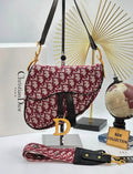 Christian Dior Saddle Bag Oblique Bordeaux Canvas