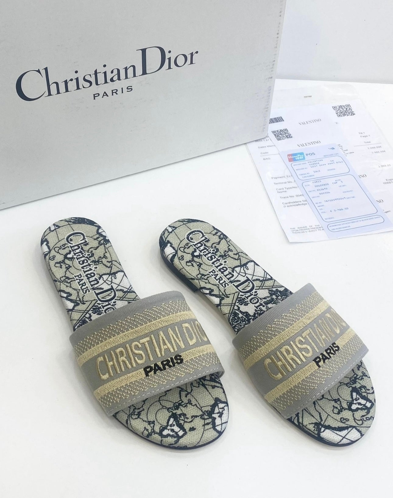 Dior Dway Slide Toile de Jouy Grey
