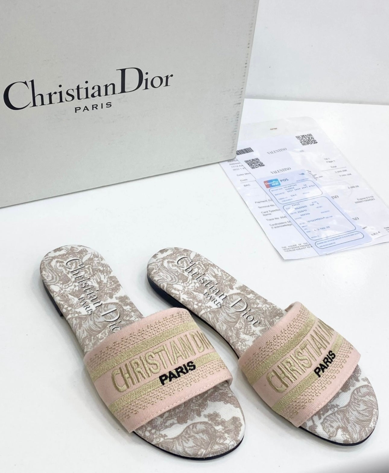 Dior Dway Slide Toile de Jouy Pink