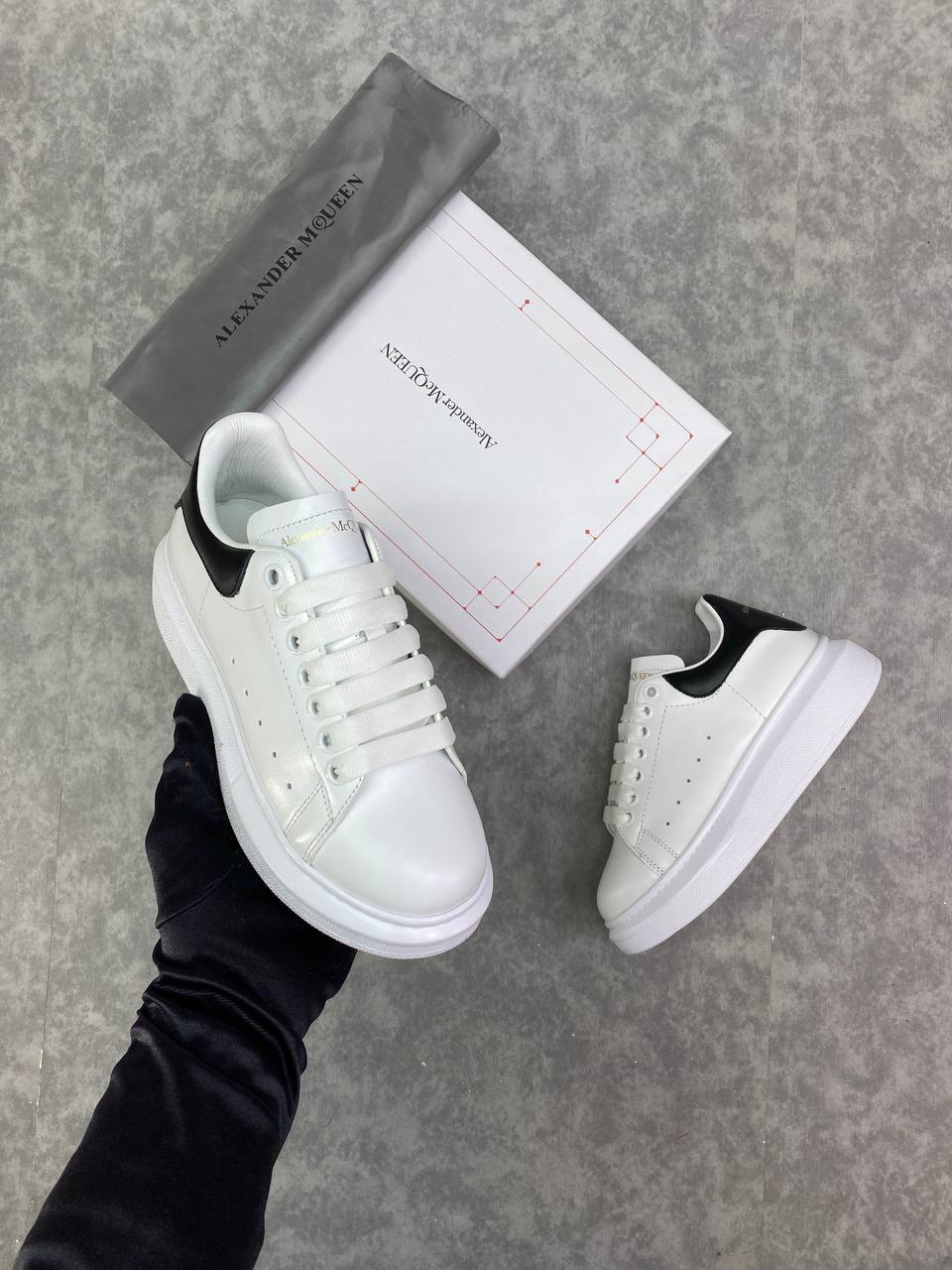 Alexander McQueen Oversized Sneakers White Black Heel
