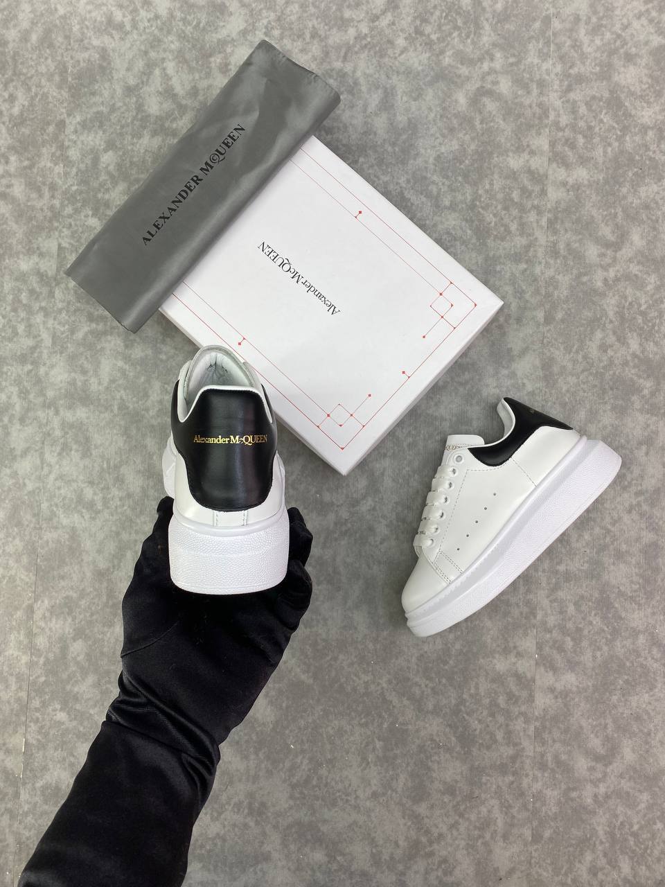 Alexander McQueen Oversized Sneakers White Black Heel