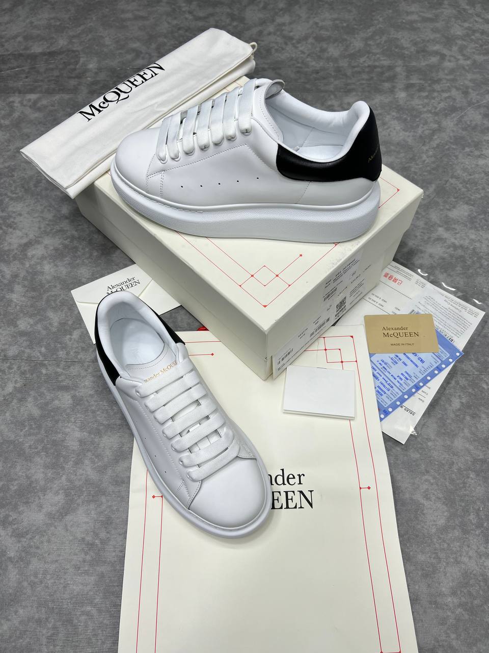 Alexander McQueen Oversized Sneakers White Black Heel