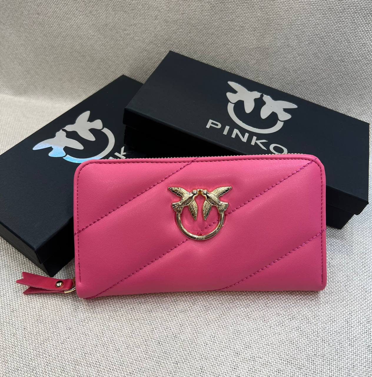 Pinko Love Birds Zip Around Wallet Pink