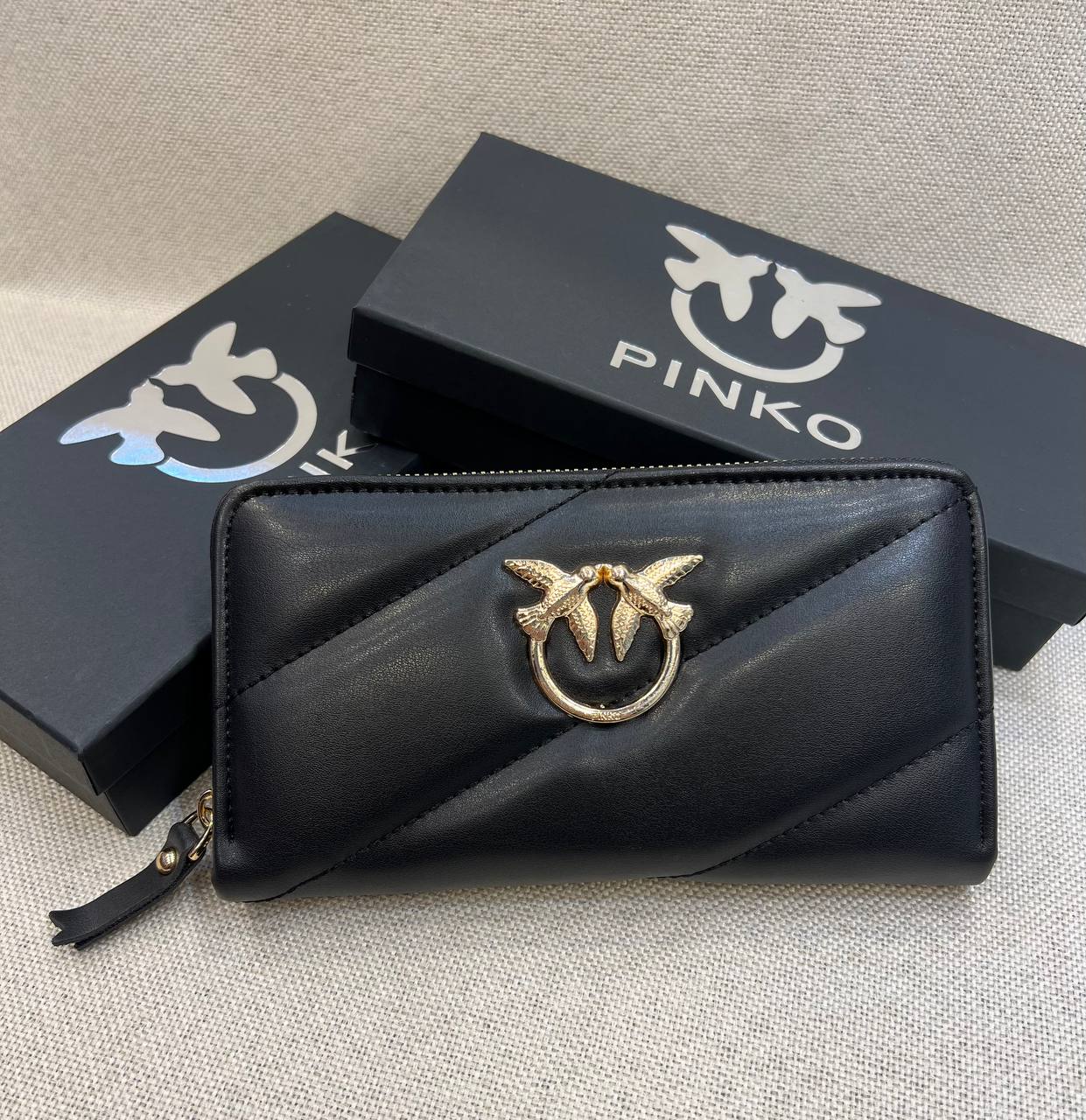 Pinko Love Birds Zip Around Wallet Black