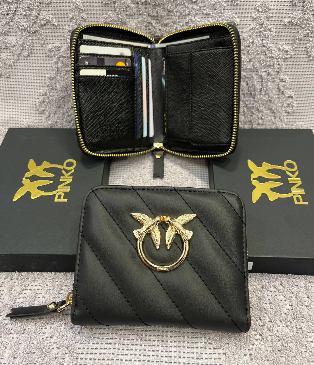 Pinko Love Birds Small Zip Wallet Black